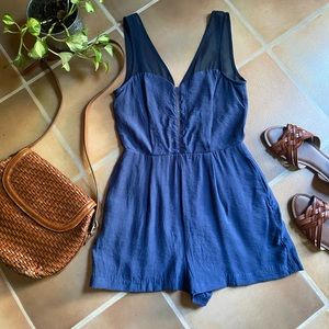 BCBGeneration blue backless romper 0 XS
